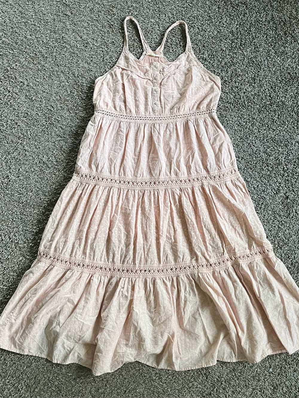 Easel Pink Tank Maxi Dress Tiered Boho Feminine Casual Coastal Cowgirl Small